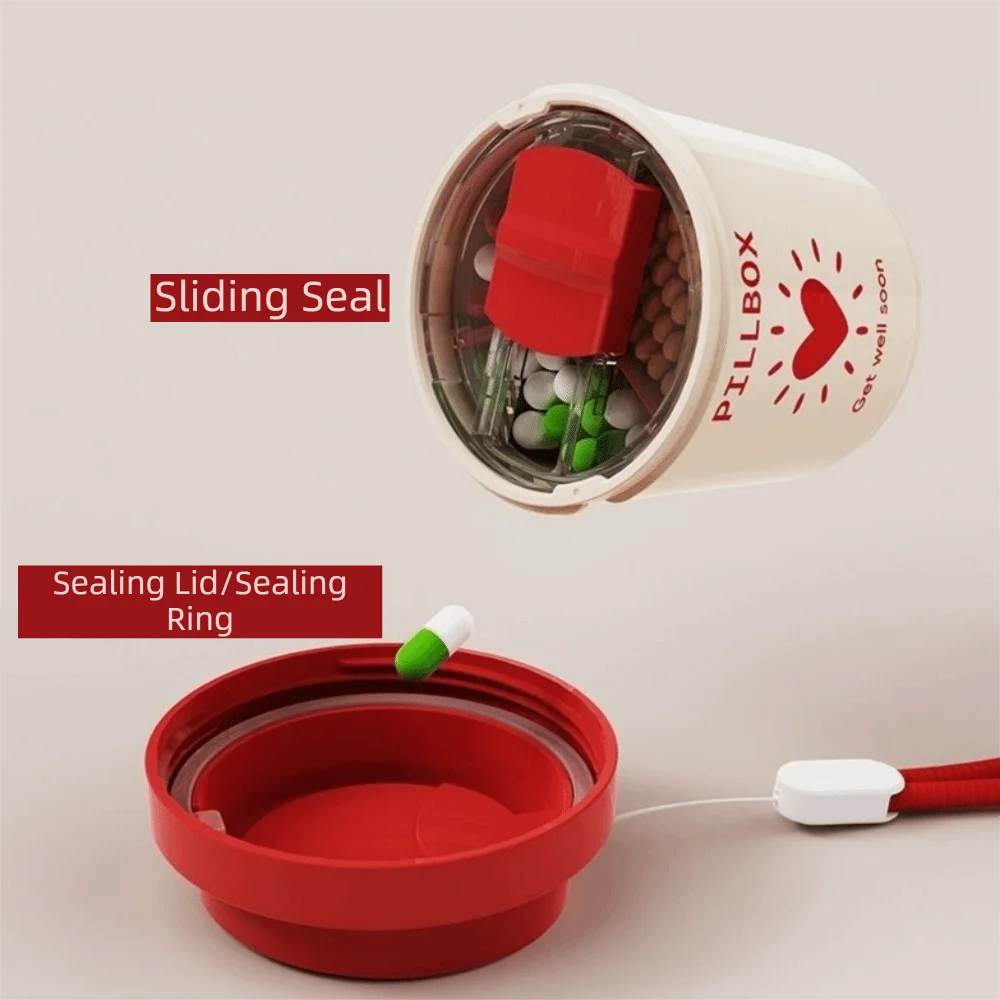 

Portable 3 Grids Cup Shape Pill Box Sealed Large Capacity Pill Storage Box Damp-proof Waterproof Medicines Dispenser Office