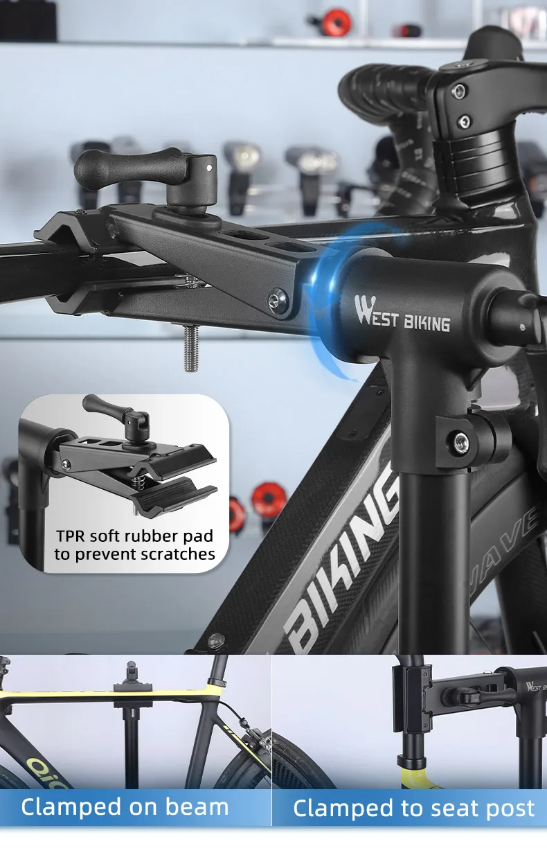 WEST BIKING Multifunktionaler Fahrrad-Reparaturständer, faltbarer Fahrrad-Ausstellungsständer, professioneller Fahrrad-Wartungsständer für Wand/Bodenmontage – Detail 6