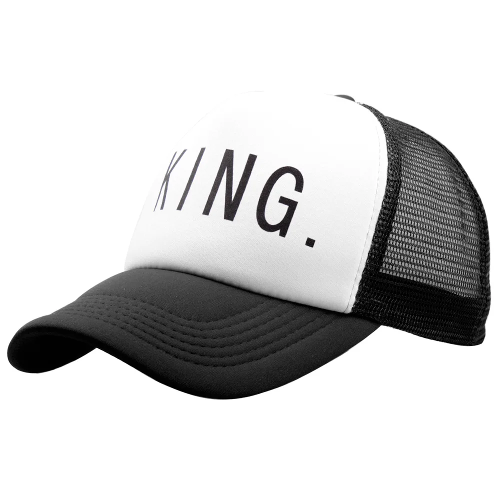 King Queen Print Baseball Caps  Men Women Letter Embroidery Couple Streetwear Snapback Hip Hop Caps Mesh Summer Sun Dad Hat