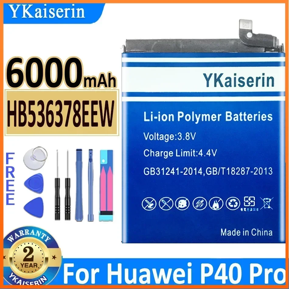 

YKaiserin HB 525777 EEW HB 536378 Аккумулятор EEW 5000 мАч для Huawei P40 P40 Pro P40Pro ELS-NX9 ELS-N04, гарантия на аккумулятор сотового телефона