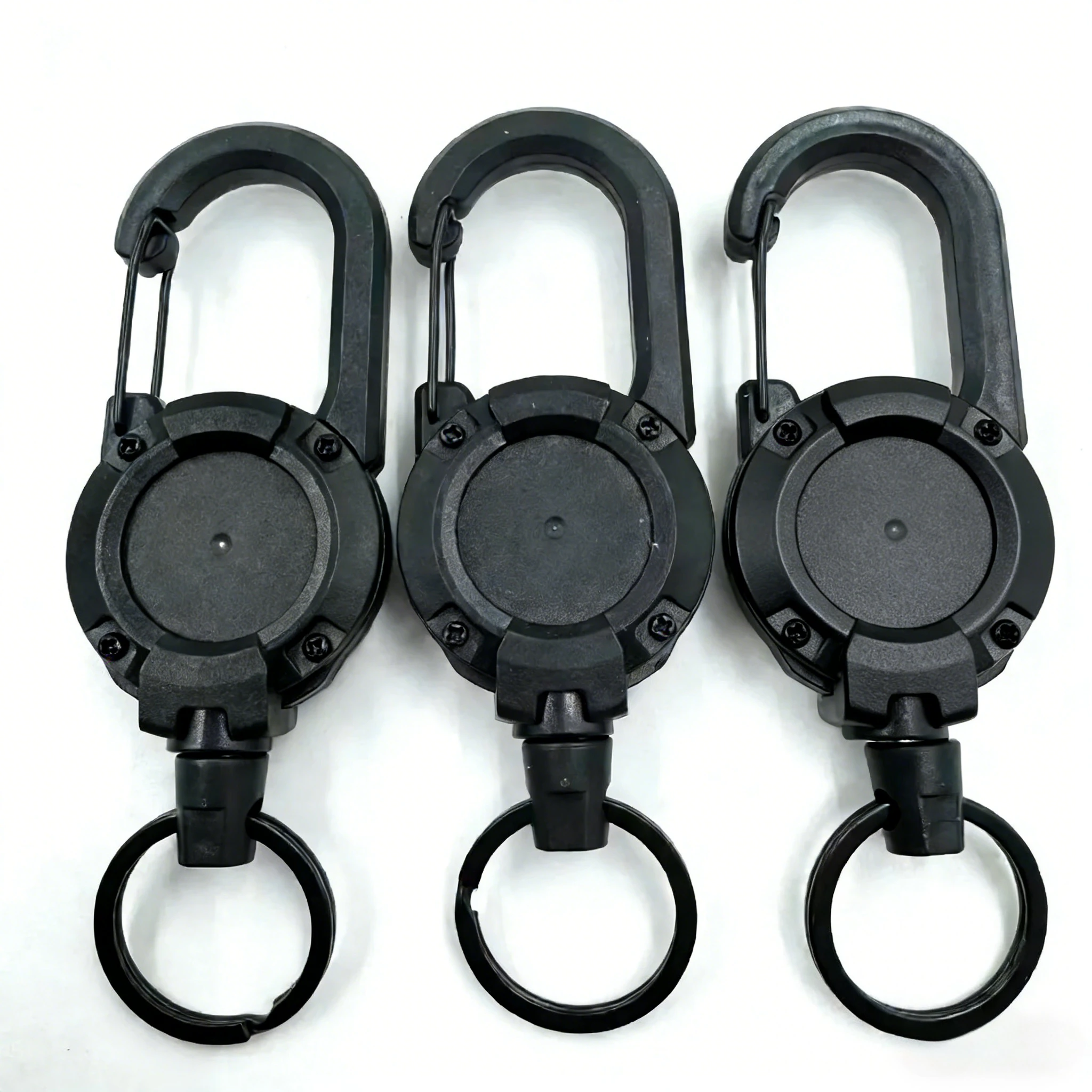 Retractable Keychain - Multi-Color Durable Plastic, Carabiner Hook & Key Ring, Stretchable Cord Design, Heavy-Duty Bag/Cart Key