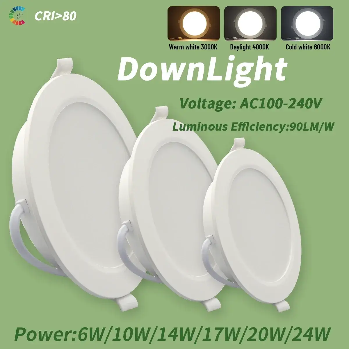 1-10 pçs/lote Recesso Led Downlight Rodada Painel de Luz Led 110V 220V 3000K 4000K 6000K 10W 24W Spot para iluminação interna doméstica