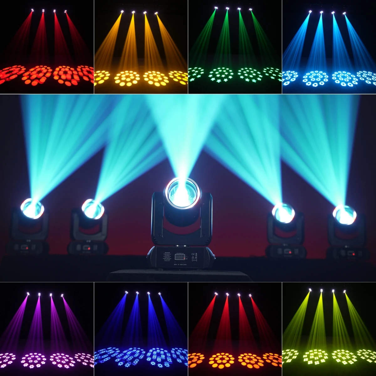 3D 180W Mini 3in1Beam&3DSpot&Halo Effect LED Moving Head Lights 8 Colors& 8 Gobos 18 Rotating Prisms DJ Wash DMX512 Stage Lights view 5