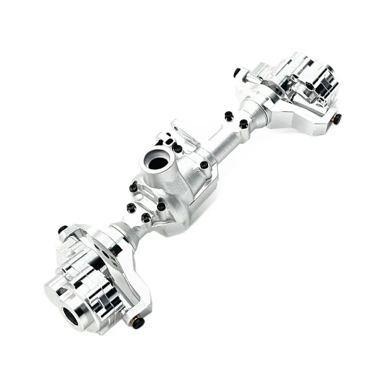 

CNC Aluminum Front & Rear Axle Housing Set with C-Hubs Steering Knuckles for HB R1001 R1002 R1003 1/10 RC Car Anodized Silve
