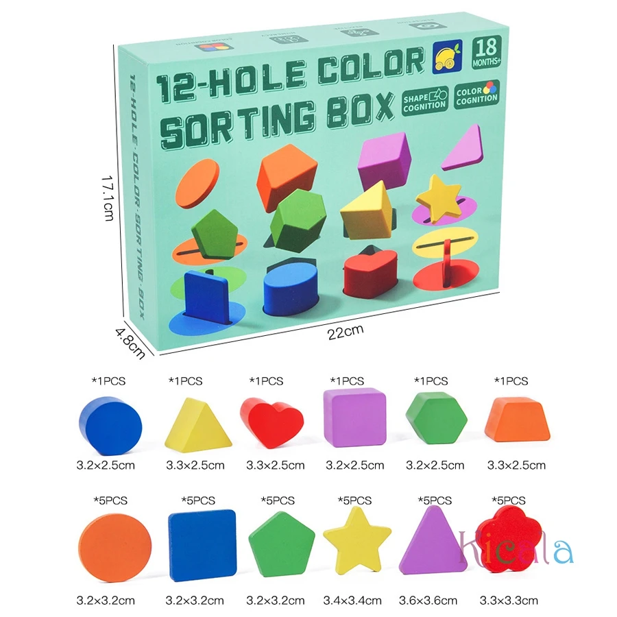 3D 形状幾何学的立体木製カラーおもちゃ分類おもちゃ発達トレーニングモンテッソーリ教育ゲーム就学前ギフト用