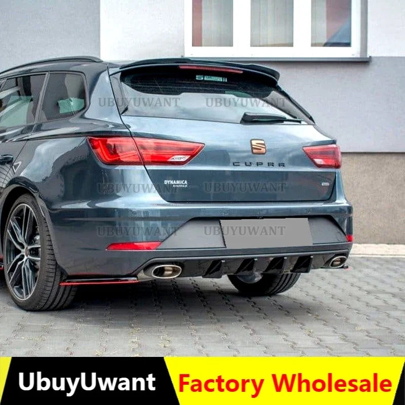 For Seat Leon Cupra Hatchback R ST FR Rear Trunk Lid Black / Carbon Look Roof Spoiler Wing Universal Exterior Accessories