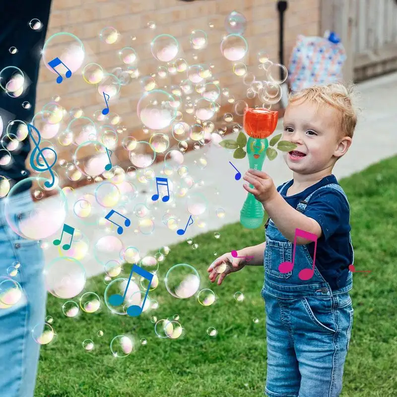 Bubble Maker For Kids Girls Bubble Machine Handheld Blower With Light And Music Outside Toddler Game Unique Outdoor Play Toys