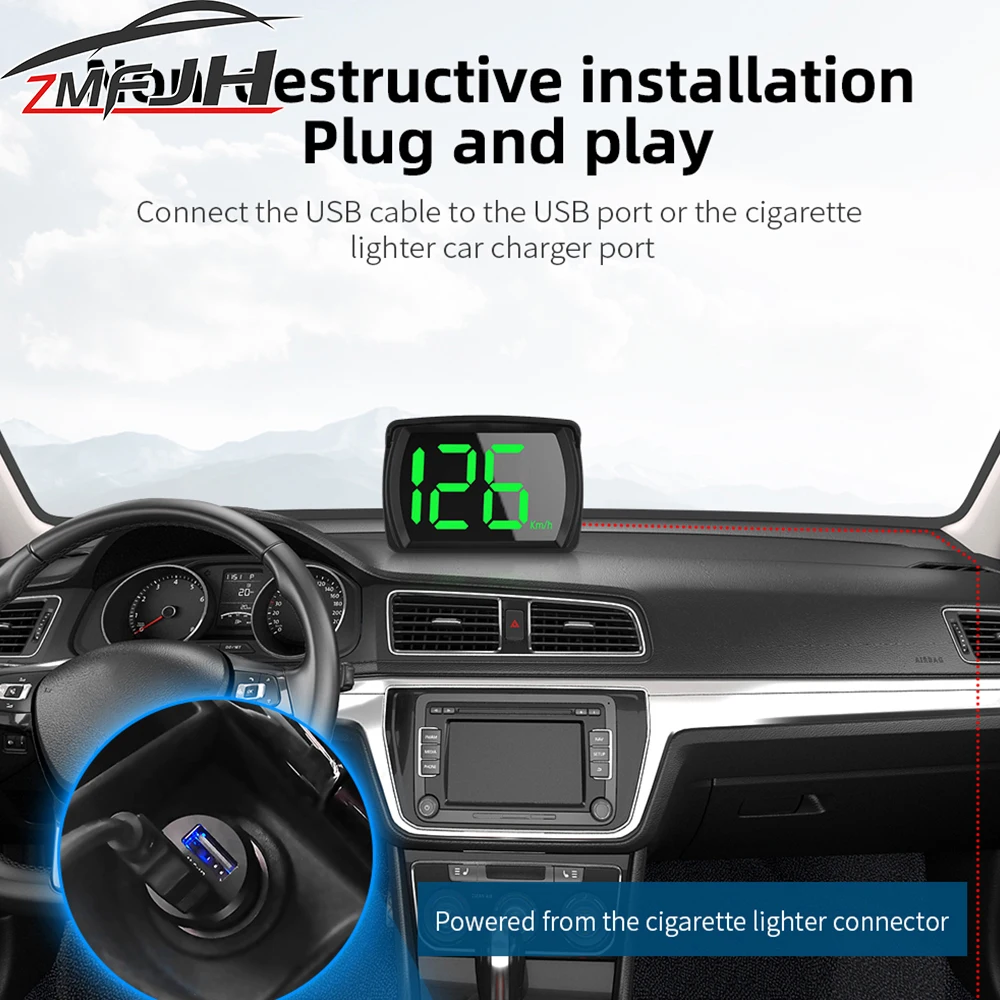 

Y03 Автомобильный GPS-дисплей для HUD Универсальный спидометр KMH MPH для всех автомобилей Plug & Play Цифровая GPS-приборная панель по индивидуальному заказу