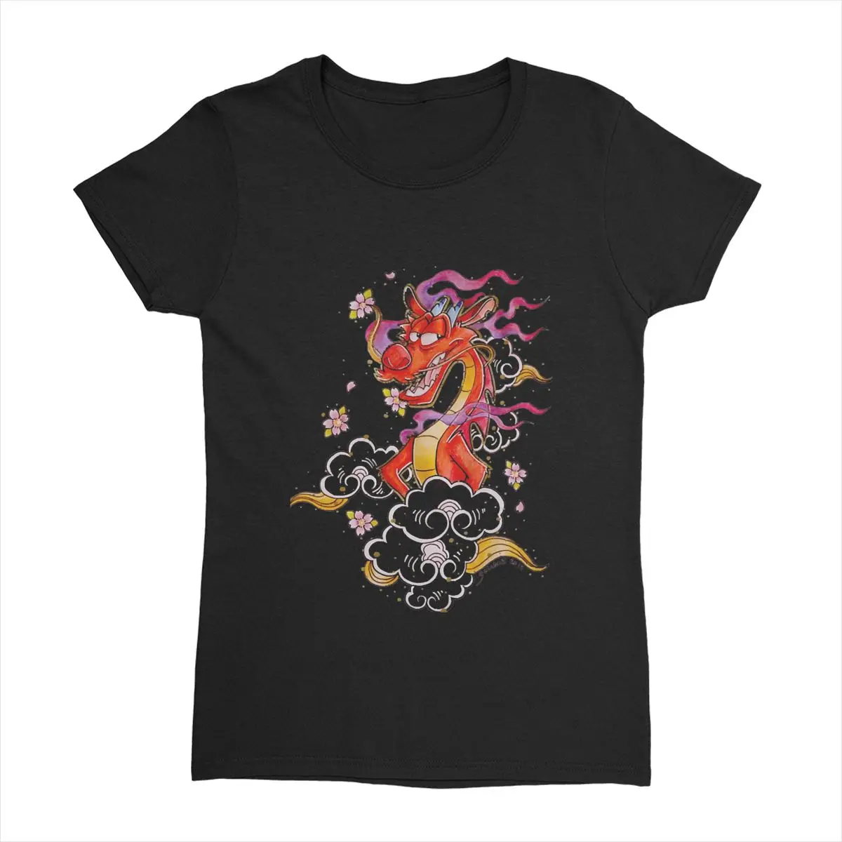 Mulan Mushu Cotton T Shirt Female Y2K Retro Casual T Shirts Summer O-Neck Fashion Tee Shirt Oversized Clothes