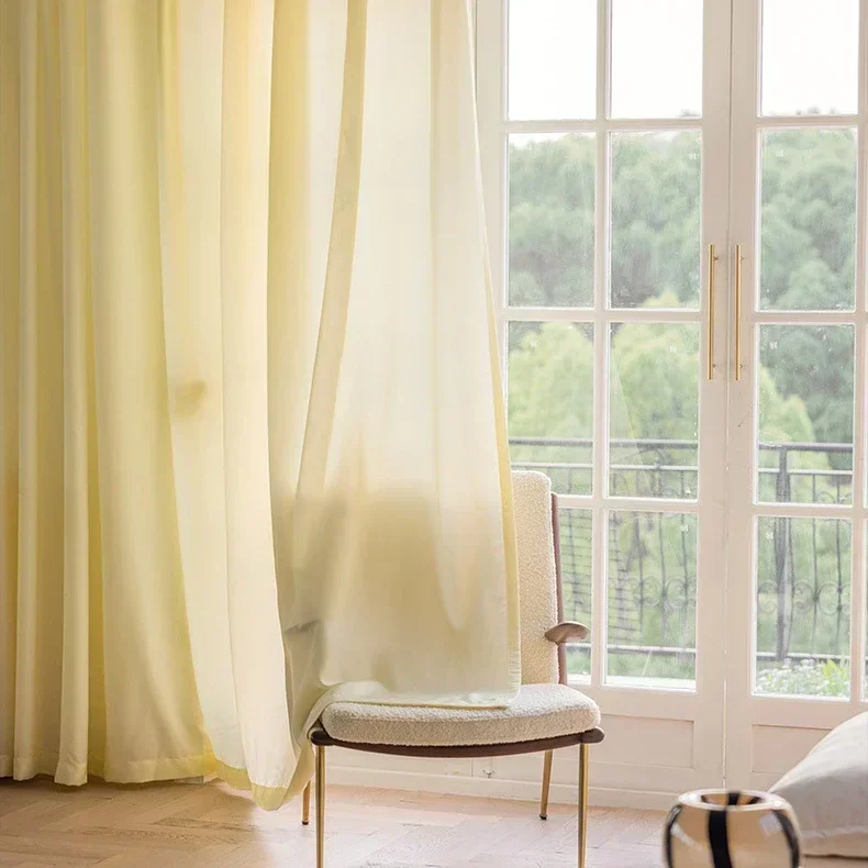 Yellow Tulle Sheer Modern Curtains For Living Room Bedroom Dining Kitchen Luxury Ready-made Curtains Customize