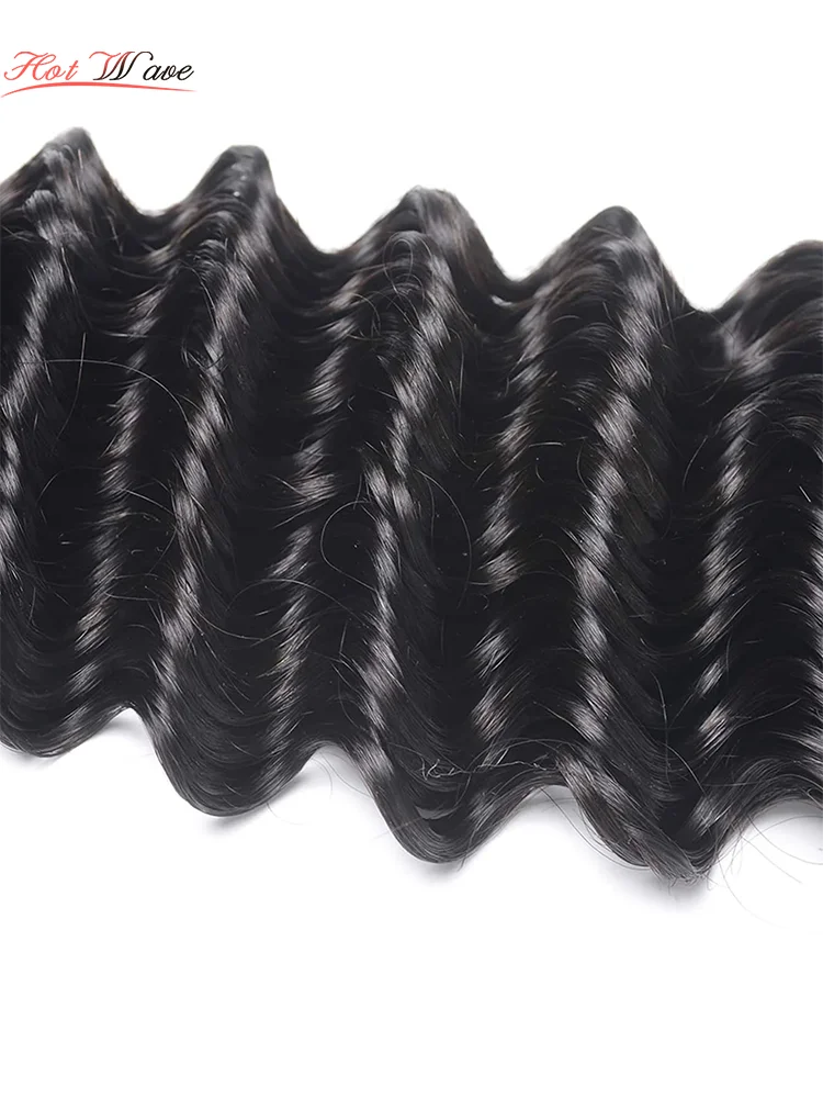 Deep Wave ปิด 16 18 20 เปียกและหยักบราซิล Virgin Human Hair 3 รวมกลุ่มกับ 100% Unprocessed Curly Human Hair