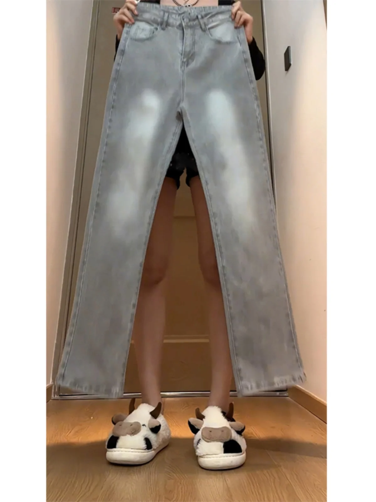 

Джинсы Cleanfit ey Denim для мужчин, осенне-зимние, эластичные, прямого кроя, удлиненные, в американском ретро-стиле, длинные брюки