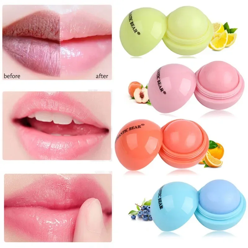 Batom em forma de bola redonda Sabor de frutas Esférico Frutado Hidratante de Maquiagem de Longa Duração, Cosméticos Bálsamo Labial, 6 cores, 1pc