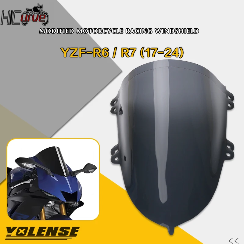

For YZF R6 YZF R7 2017-2024 Motorcycle Windscreen Windshield Fairing Deflector Wind Spoiler Cover Fairing Heighten Enlarge