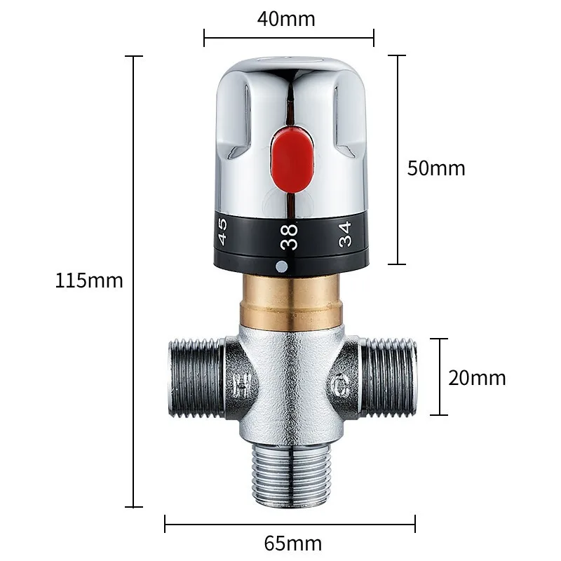 Thermostatic Mixing Valve for Solar Water Heater, Shower Temperature Control Tap, Pipeline Thermostatic Shower Mixer Faucet