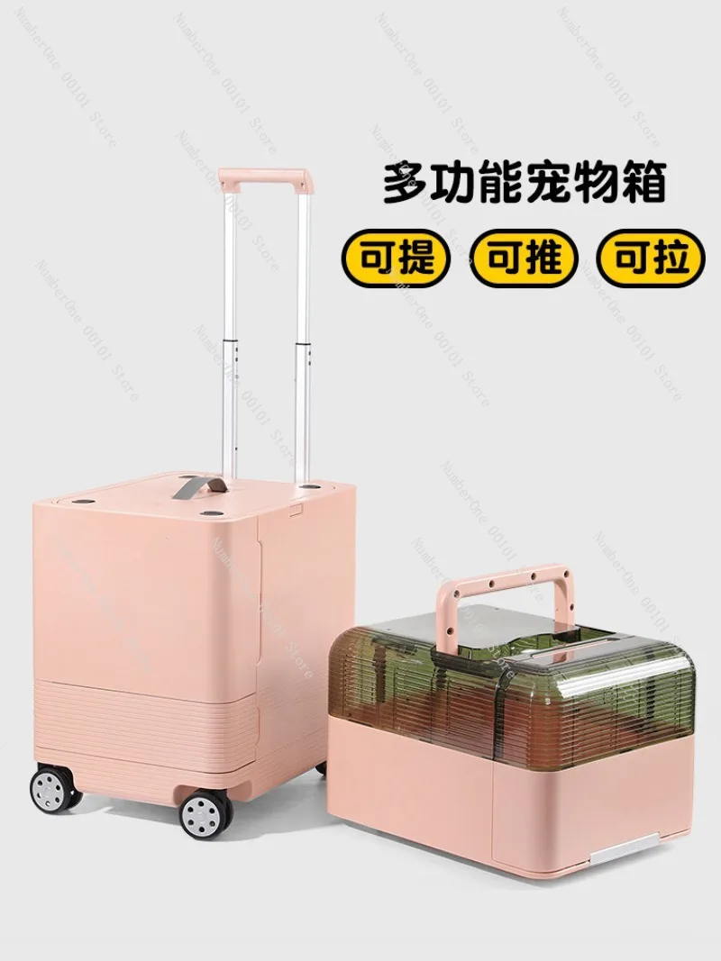 FYA Pet Outing Trolley, Double-Layer Detachable Cat Suitcase, Travel-Friendly Pet Carrier, Ideal for Small Dogs and Cats, Easy