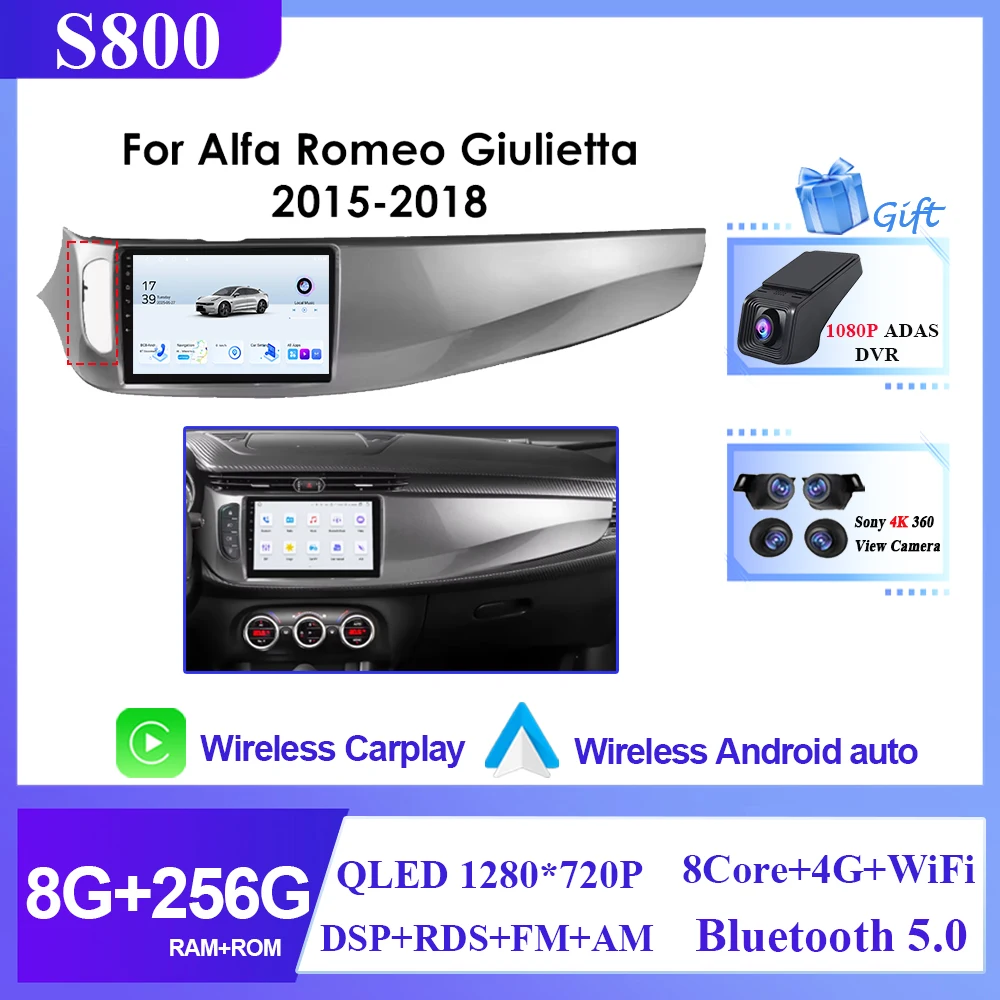 Android 16 Auto DVD voor Alfa Romeo Giulietta 2010 - 2018 Radio Multimedia Speler GPS Navigatie 5G wifi BT HDR QLED Geen 2din DVD