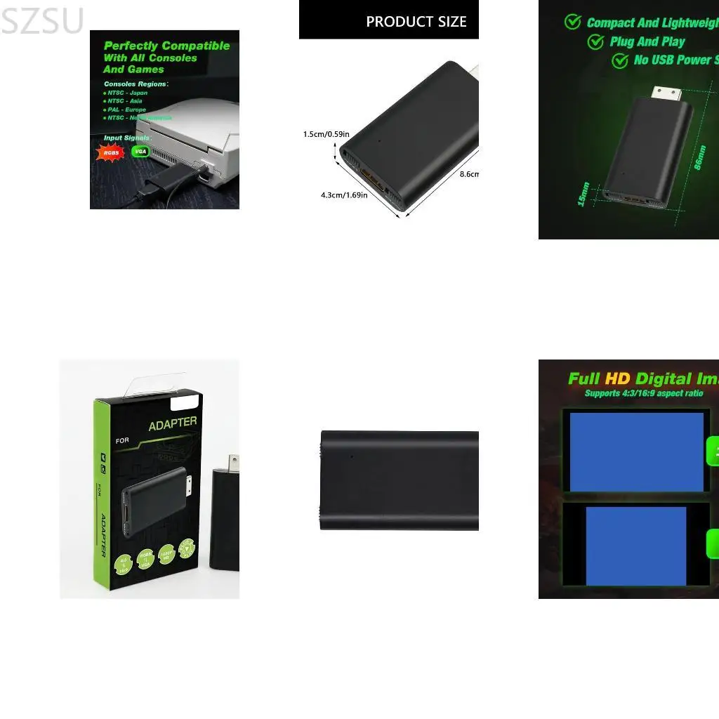 SZSU Gaming Accessories RGBS VGA إلى HDTV Converter 1080P محول ألعاب الفيديو لمحول لعبة وحدة التحكم 16: 9/4: 3 Exchange