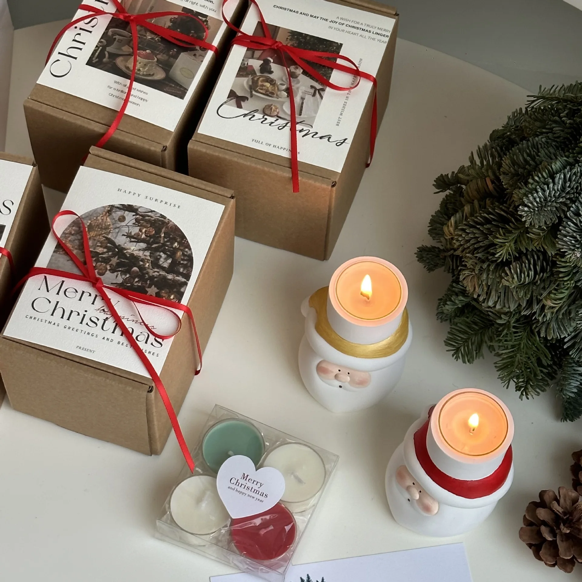 عيد الميلاد الديكور شمعة حامل سانتا كلوز الشمعدان رسمت باليد سانتا كلوز الجص شمعة حامل ديكور المنزل