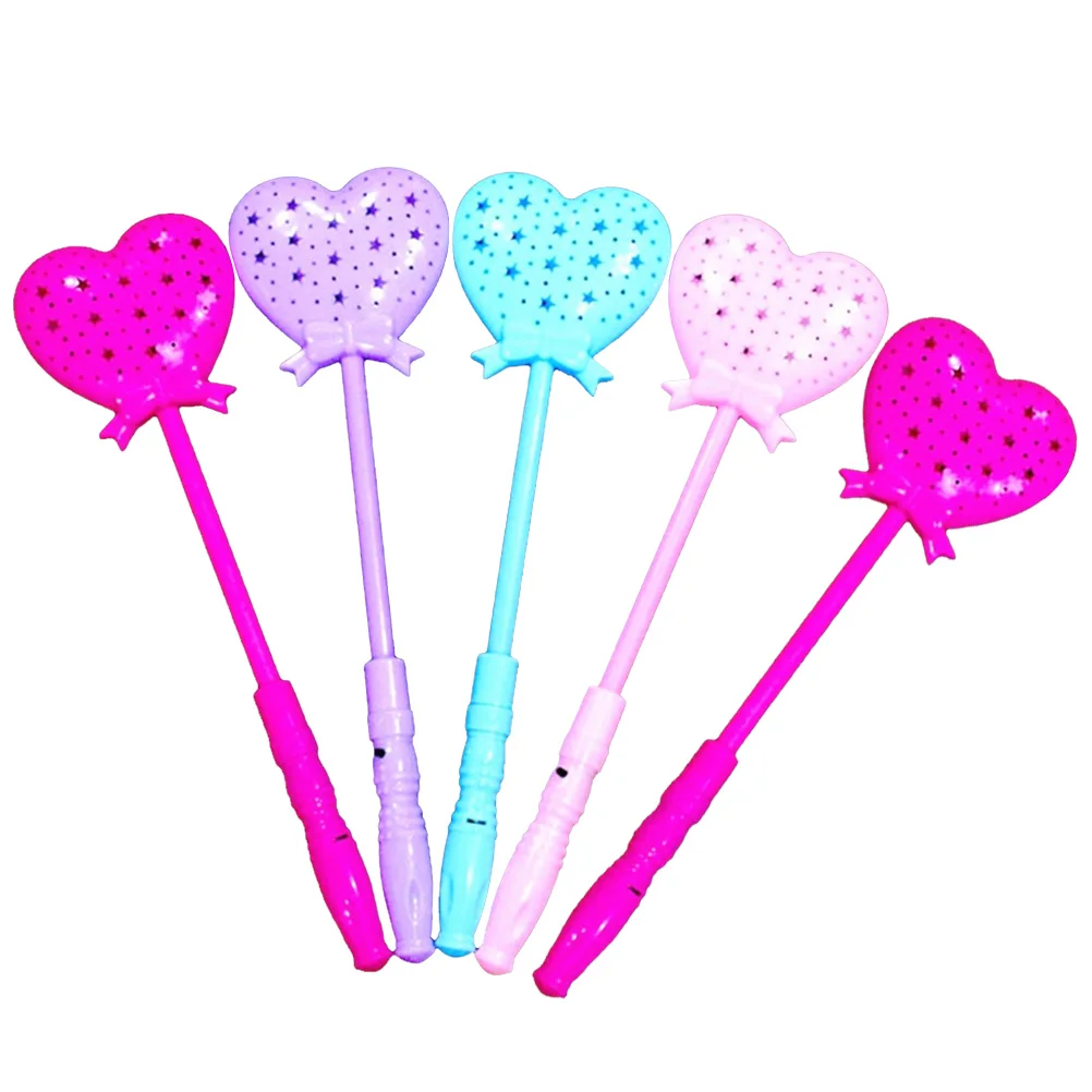 

5pcs Heart Shaped Glowing Sticks Flashing Wands Light Sticks for Party Wedding Festival Concert Rave Events Kids Toys