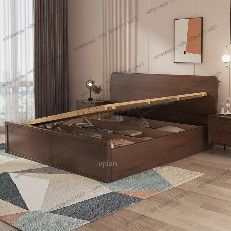 

D33Luxury Beauty Bed Bedroom Double Headboards Modern Design Tatami Bed Princess Leather Safe Sleeping Beliche Trendy Furniture