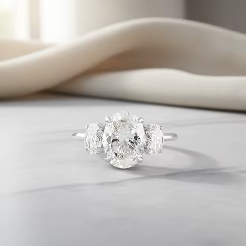 3/6cttw Real Moissanite Engagement Ring with Certificate 3-Stone Oval Cut Diamond Wedding Ring for Women 925 Silver Fine Jewelry