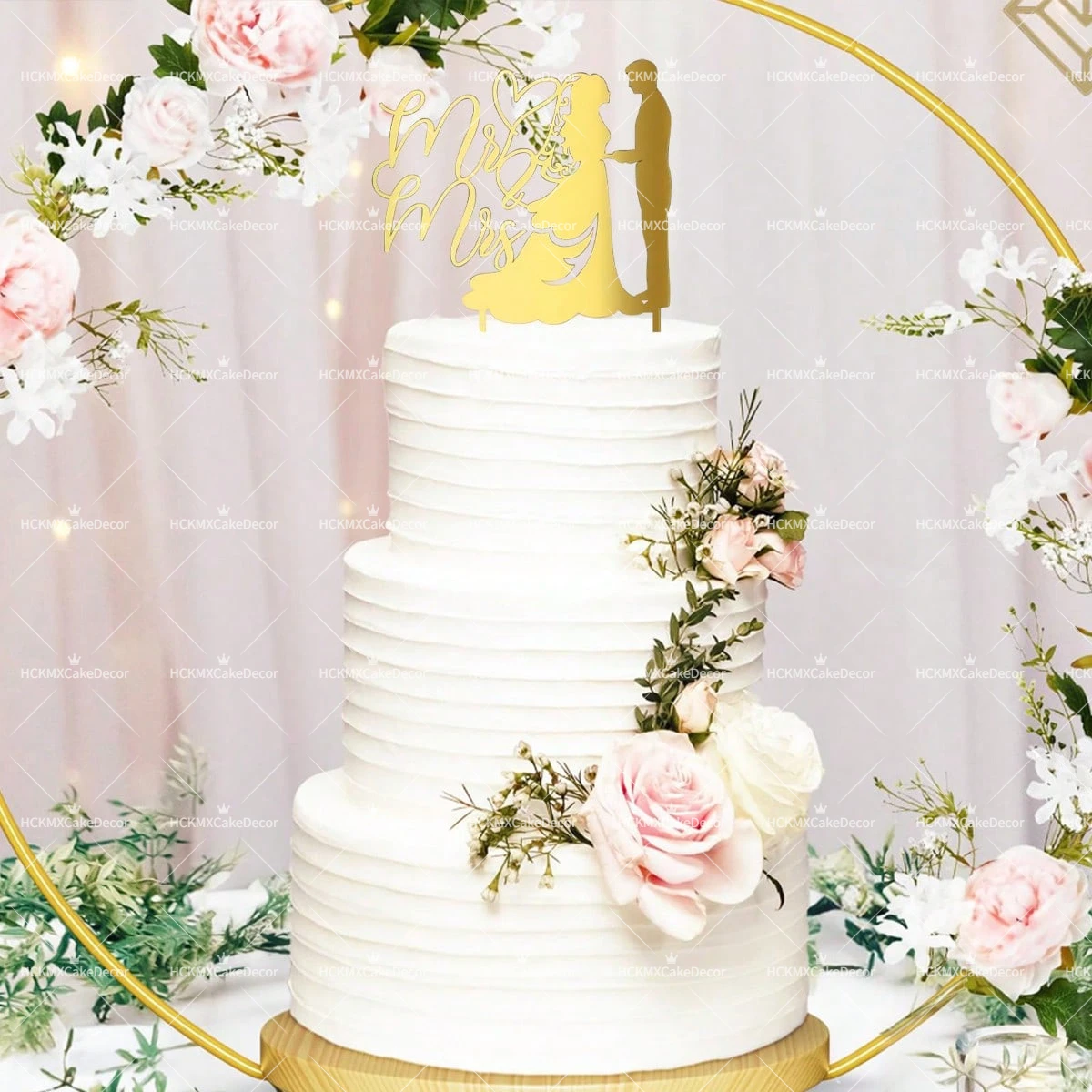 3er/6er-Set Mr & Mrs Hochzeitstorten-Topper aus Gold-Acryl, Braut-und-Bräutigam-Silhouetten, Tortendekoration für Hochzeit, Jubiläum und Partyzubehör – Detail 4