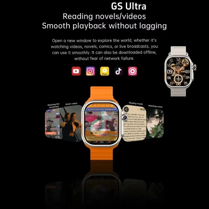 Tarjeta SIM de red S9 Ultra 4G Android Smartwatch de 2,2 pulgadas Amoled 180 °   Cámara giratoria GPS WIFI llamada global reloj inteligente hombres Ultra 5G