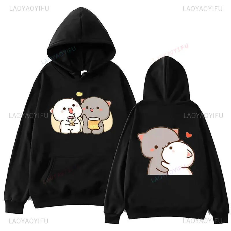 Sudadera con capucha con estampado de dibujos animados de melocotón y Goma Kawaii, Jersey informal, camisa Popular, tendencia de moda, ropa Unisex, sudadera con hombros caídos