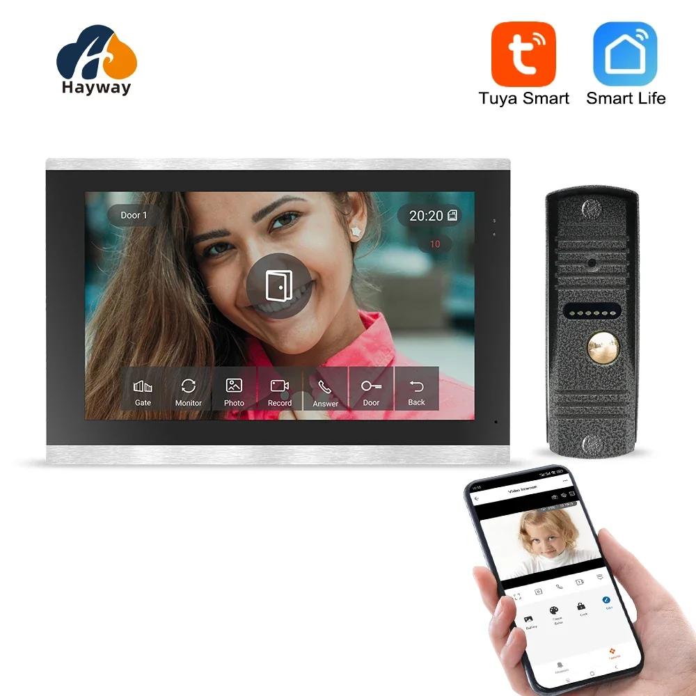 

Hayway 10 Inch Video intercom Tuya Smart WIFI Video Door Phone System 1080P Doorbell Camera Full Touch Screen Motion Detection