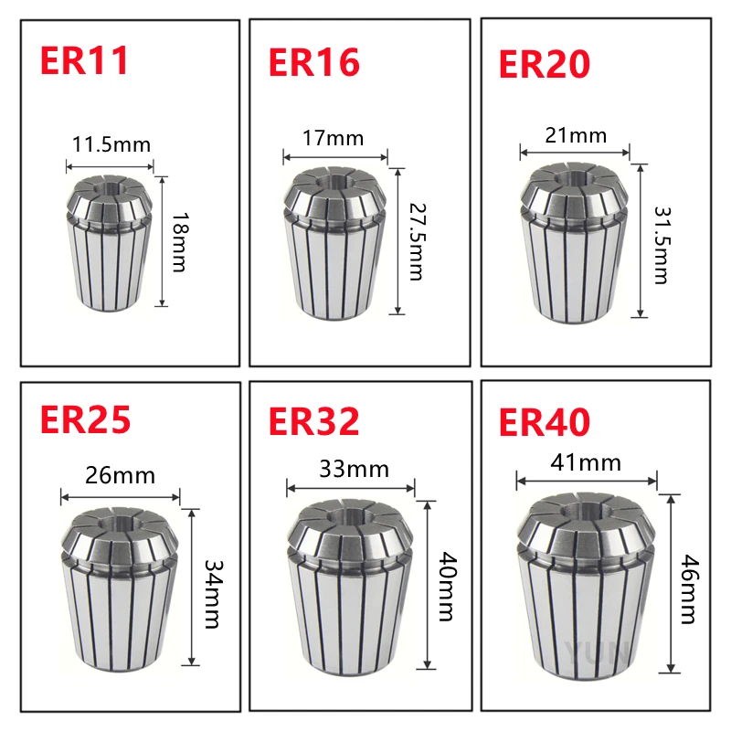 Inch 1/8 1/4 1/2 ER Chuck ER8 ER11 ER16 ER20 ER25 ER32 For Clamping Milling Cutters Collet 3.175mm 6.35mm 12.7mm