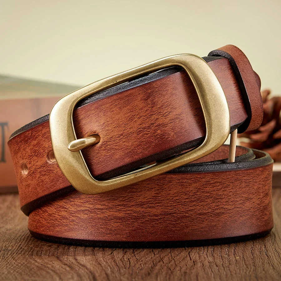 

Мужские модные ремни из натуральной кожи высокого качества (3,8 см), с латунной пряжкой, люксовый бренд, для джинсов