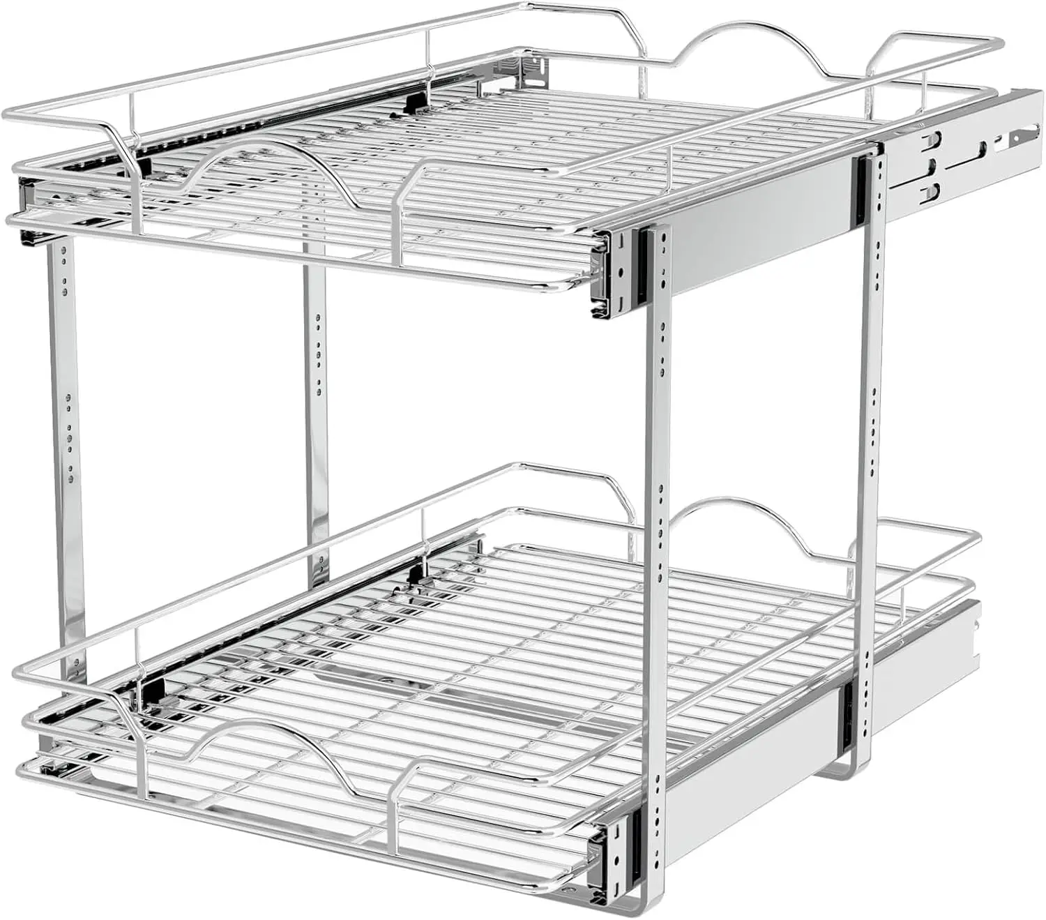 

2-Tier Pull-Out Cabinet Organizer, Chrome Finish for Kitchen Bathroom Pantry Storage