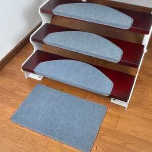 سجادة درج ذاتية اللصق ، حصيرة درج ، حصائر مضادة للانزلاق ، حصائر أرضية كتم صوت أمان ، وسادة داخلية دافئة ، 55 × 21 ، 15 قطعة أعلى 8 خطوات سجاد درج المبيعات - No8