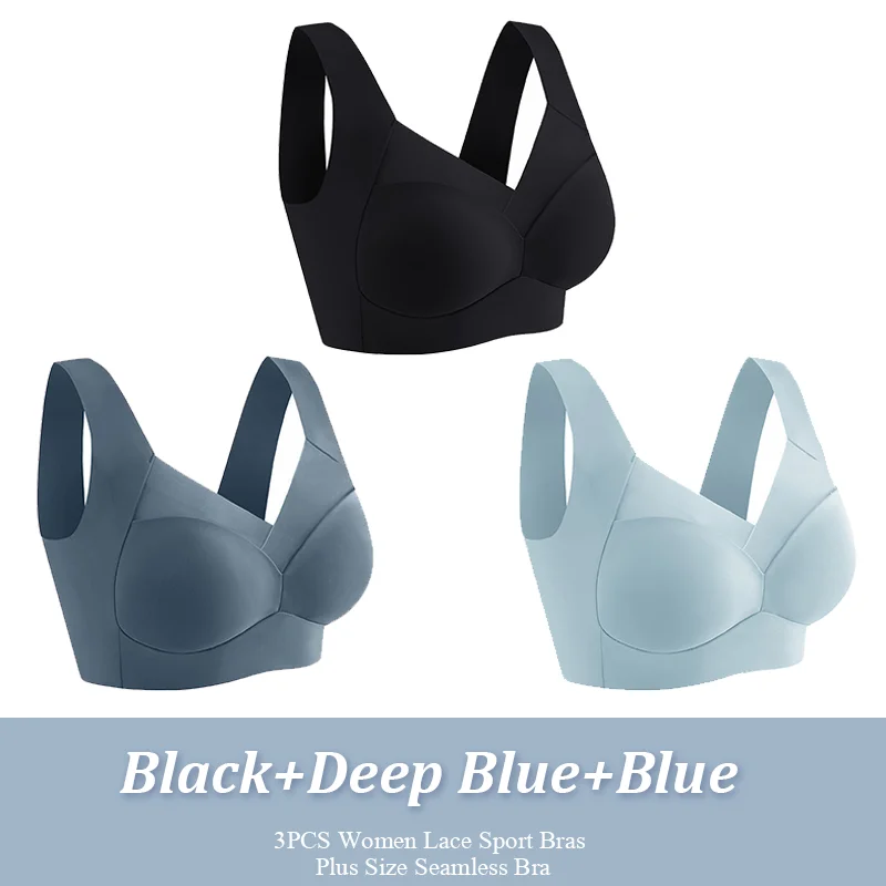 3 Stuks Vrouwen Sport Bh Plus Size Naadloze Kanten Beha Bralette Backless Dame Brasserie Vest Vrouwelijke Verzamelt Schokbestendig draadloze Top