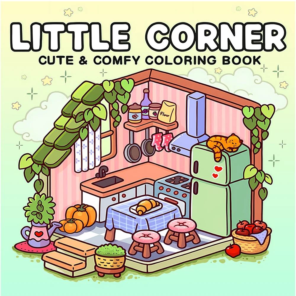 PITTLE CORNER: libro para colorear para adultos con lindas actividades diarias acogedoras en momentos cómodos de Hygge para libros de dibujo de relajación