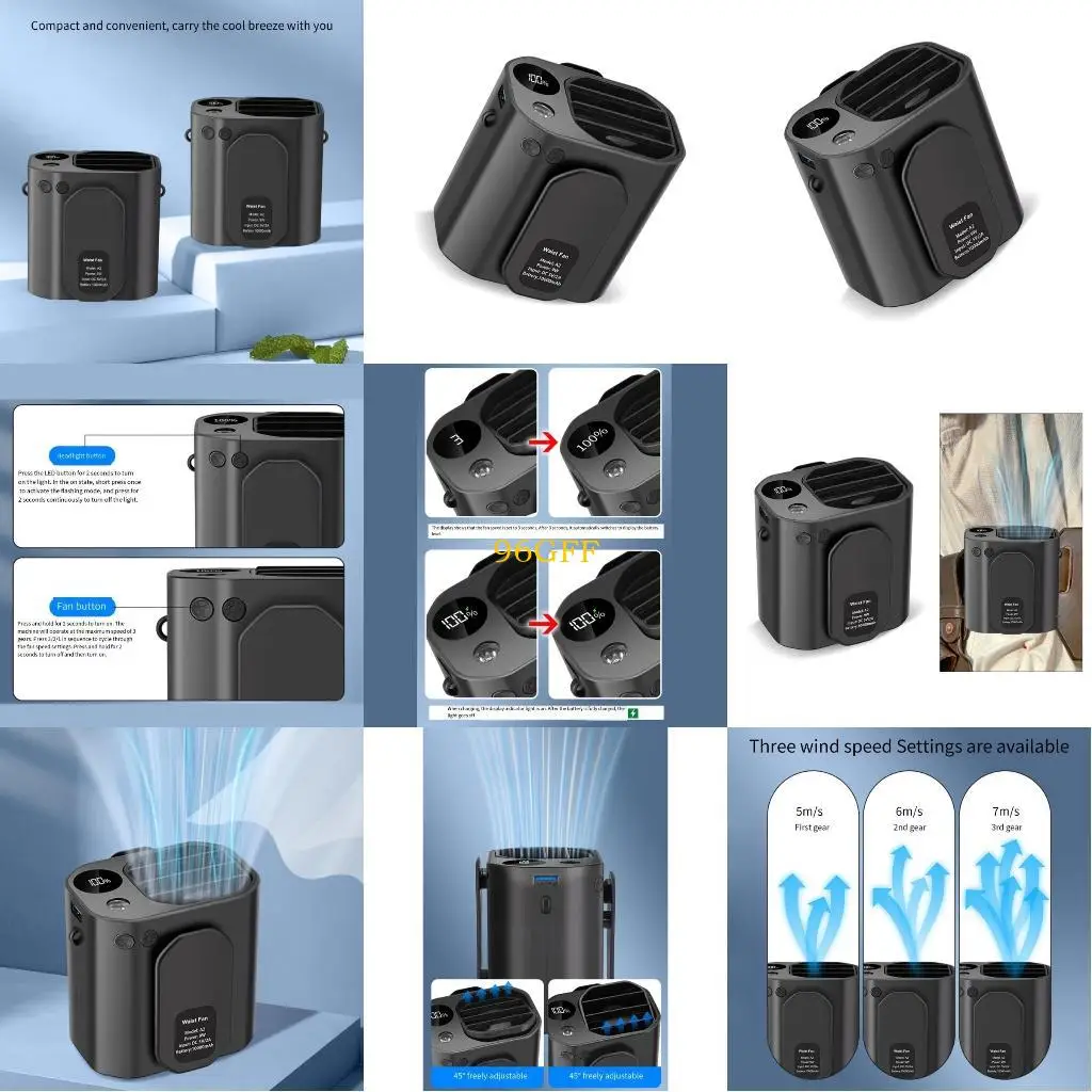 

96GF Носимый вентилятор с шеей со светодиодным светом для наружного безал.