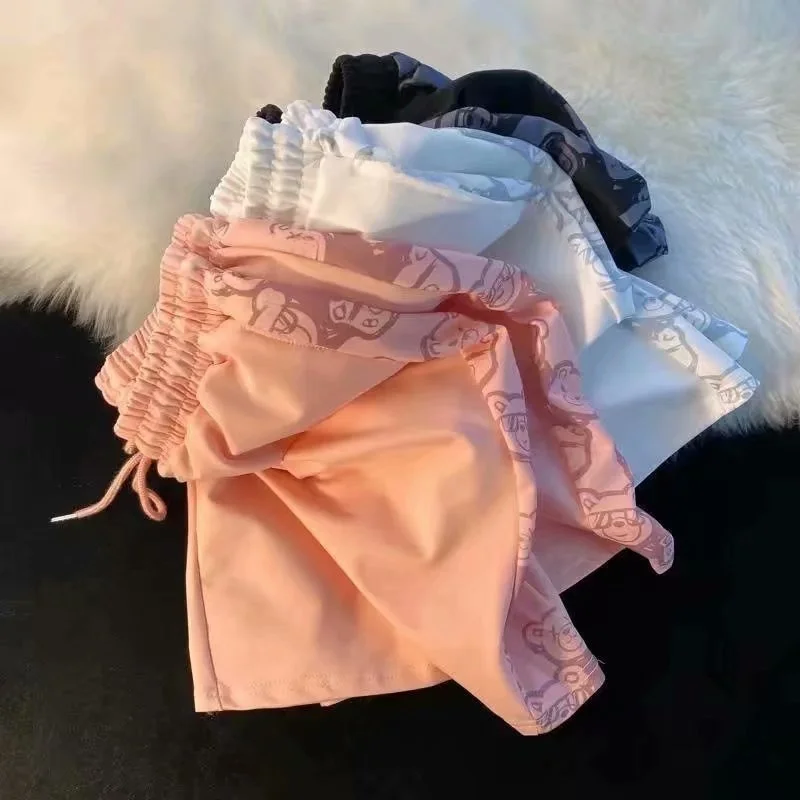 

Men's Summer Ice Silk Thin Straight Leg Loose Korean Version Five-Point Casual Sports orts Qui Dry Middle Waist Pants