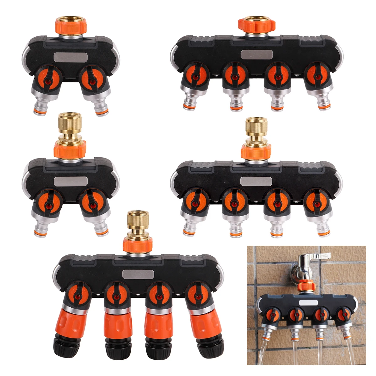2-way 4-way Garden Hose Splitter Valve 3/4