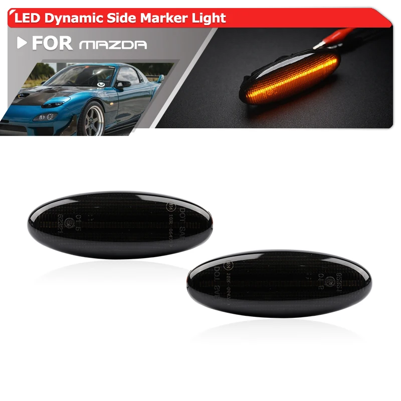 2x Smoked Dynamic Led Side Fender Repeater For Mazda 323 BA BJ 626 GF GW RX7 FD Premacy CP Auto Flowing Turn Signal Lights