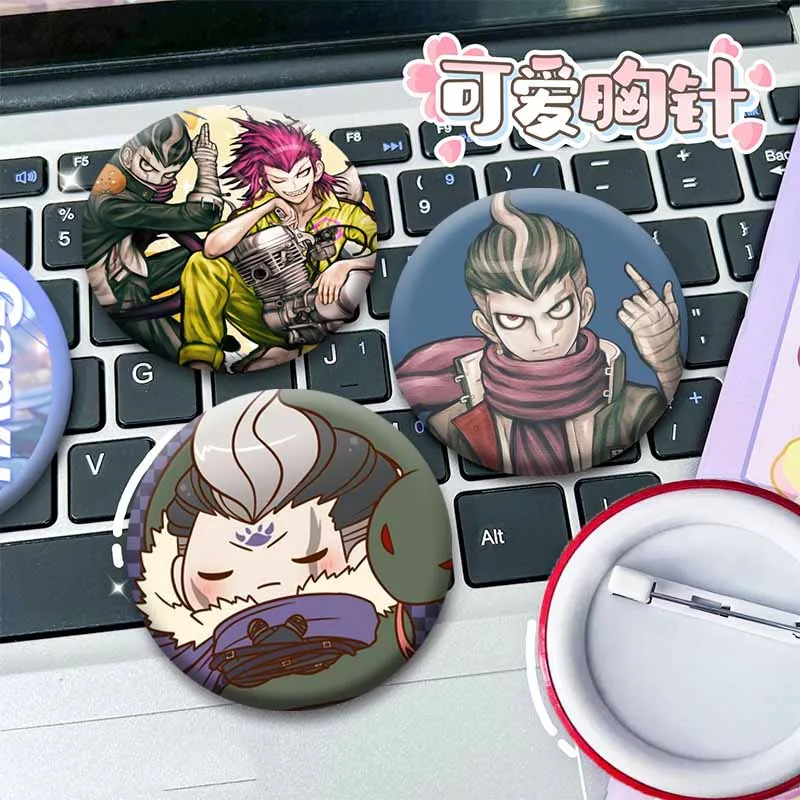 Danganronpa Gundham Tanaka Badges Anime Game Character Lapel Pin Round Brooch for Backpack Collar Decor Jewelry Gift for Friends