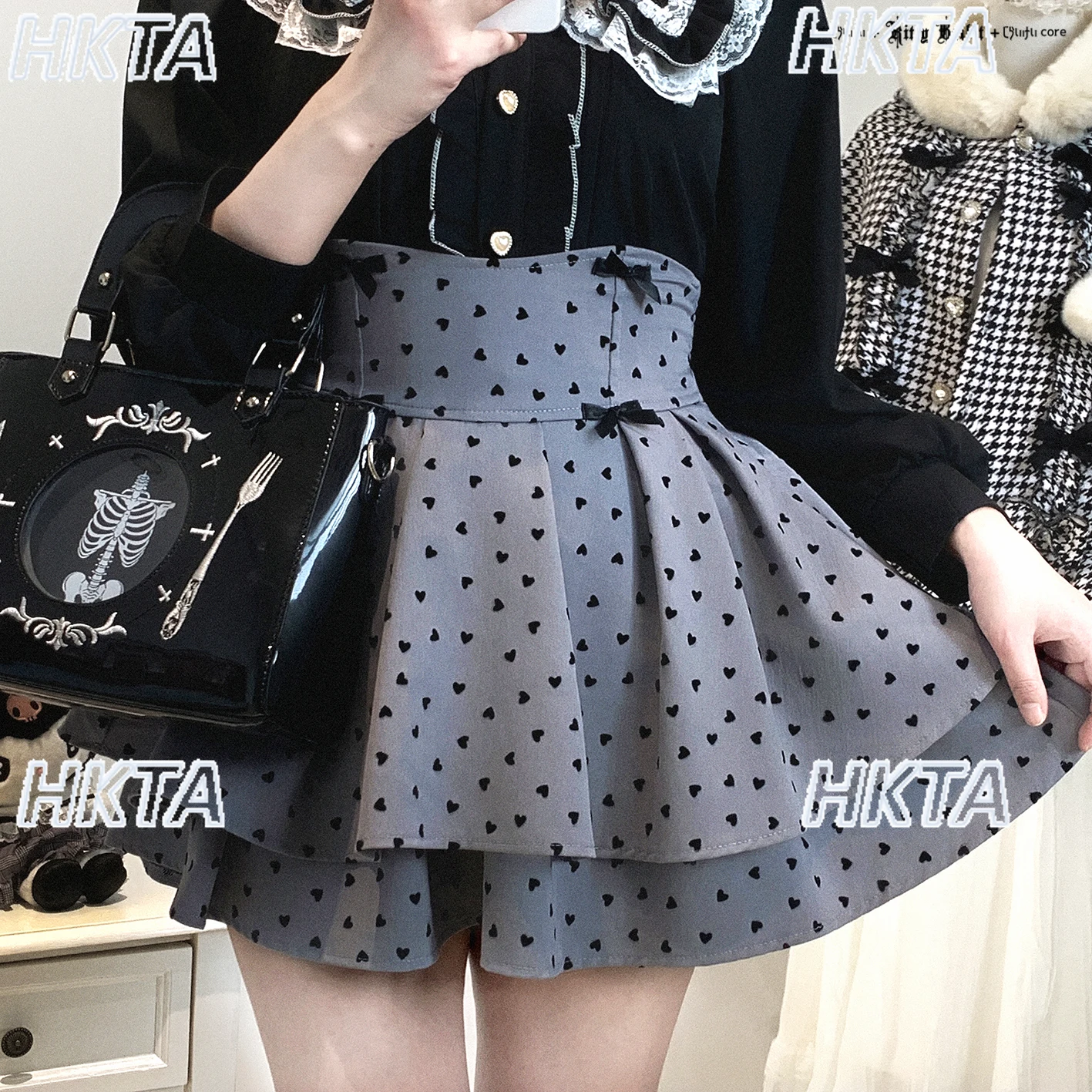 

Sweet Commuting Slim Love Юбка-пачка в горошек с двойным тортом Женская осенняя юбка-пачка с высокой талией Универсальные черные мини-юбки трапециевидной формы женские