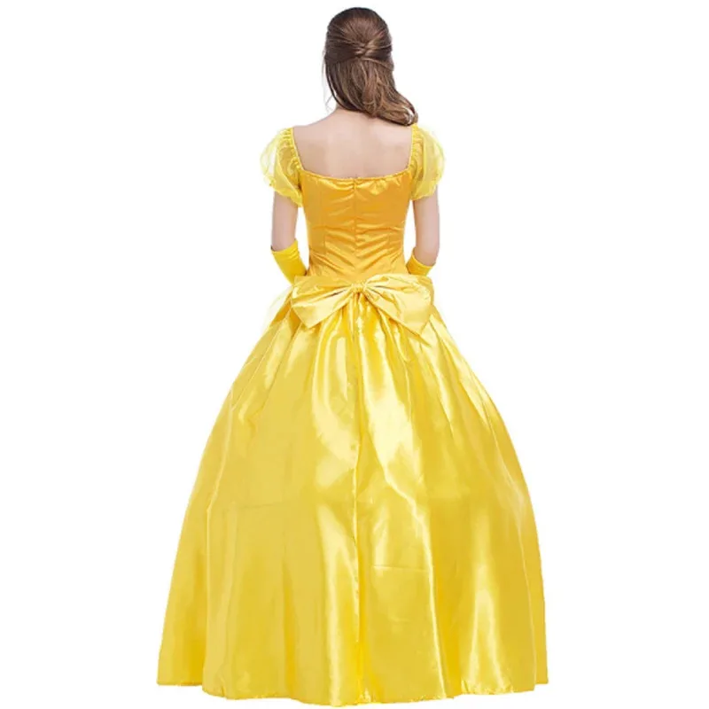 

Halloween Beauty And Beast Yellow Princess Prince Couple Costume Adult Belle Costumes Stage Show Cosplay Fancy Party Dress dl;1