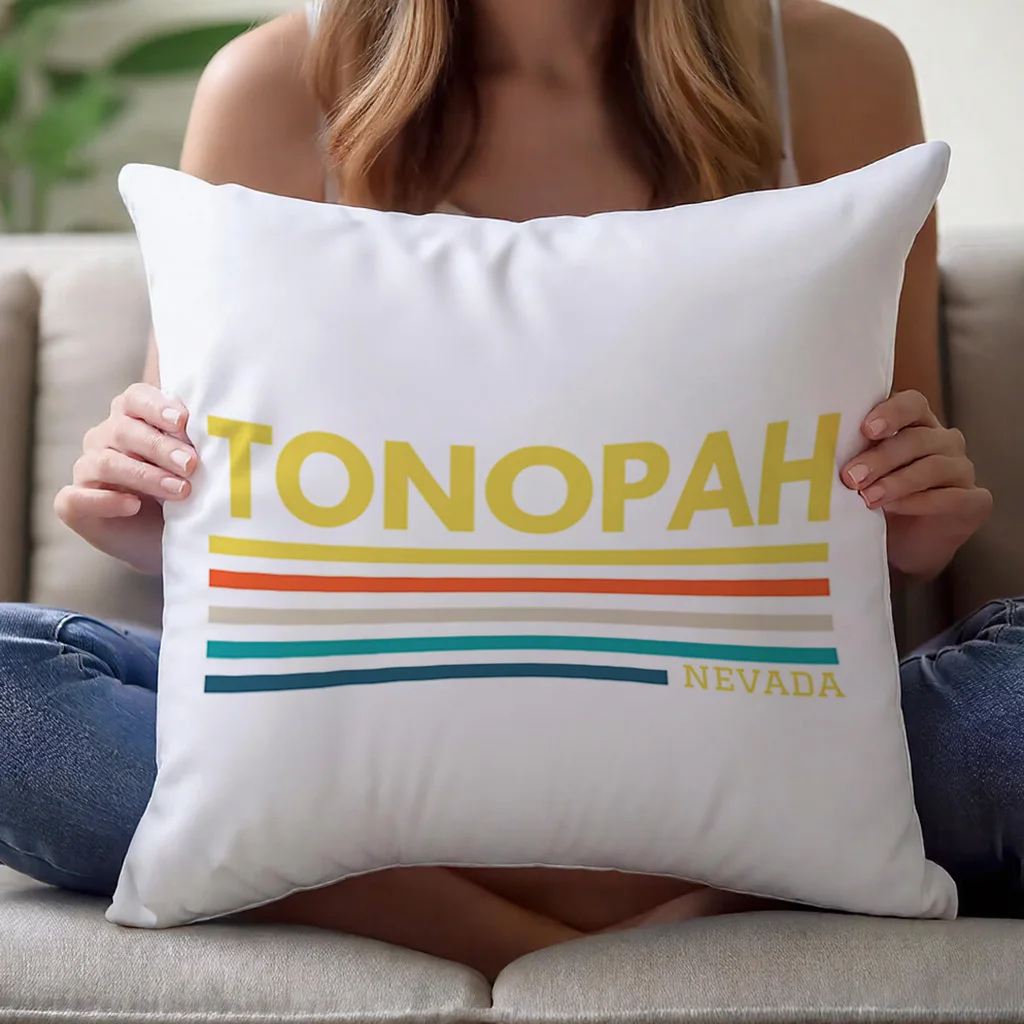 Tonopah Nevada Pillow Cover 16x16 18x18 20x20 Inch Polyester Zipper Machine Washable Retro Travel Decor