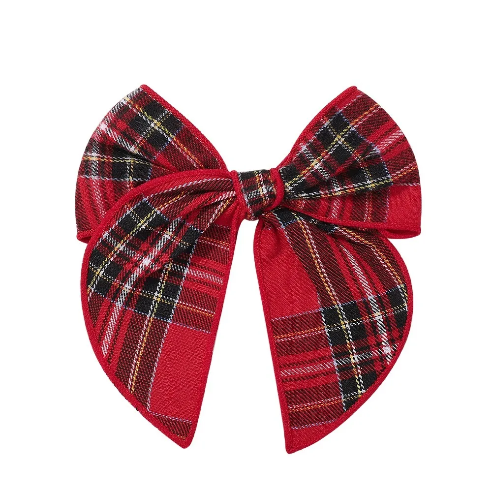 

2Pcs Christmas Red Checkered Ribbon Bows Hair Clip Children Hair Accessory Cute Ponytail Bow for Girls Boutique Party Headpiece