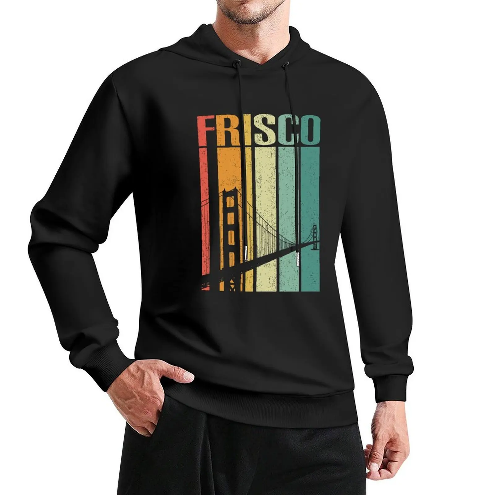 Vintage San Francisco Bay Bridge Retro Frisco Hoodie clothes for men autumn clothes korean style clothes graphic hoodie