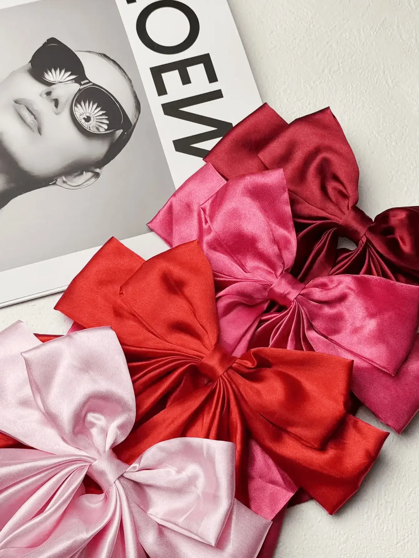 

Women's Satin Bow Hairpins In Red Pink Burgundy Gray For Daily Party Fashion