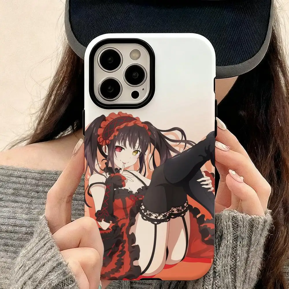 

Чехол Kurumi Tokisaki для телефона IPhone 17, 16, 15, 14, 13, 12, Pro Max Plus, глянцевый HD, двухслойная жидкая задняя пленка, твердый корпус