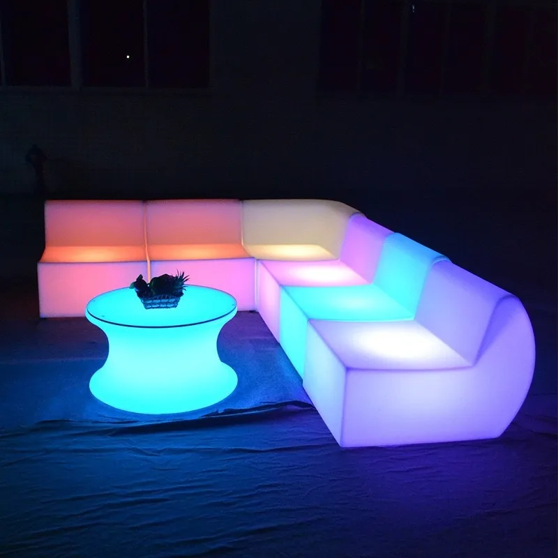 Outdoor Furniture Glowing Sofa Set Patio Balcony Villa Hotel Mall Creative Leisure Luminous Combination Sofa For Garden Decor