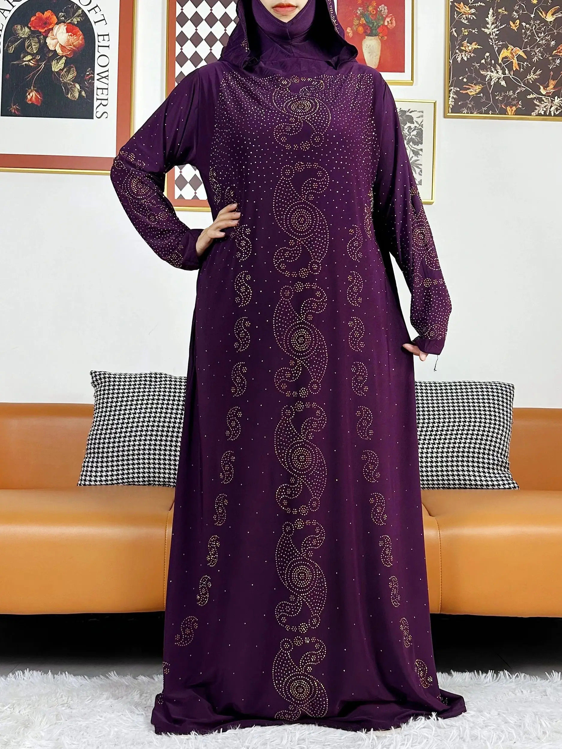 Caftán musulmán de oración para mujer, vestido con capucha, Túnica Maxi africana de Turquía con Hijab, Abaya árabe de Dubái, ropa islámica de